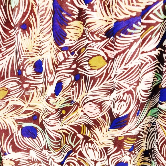 Judith March Peacock Feather Dress Mauve Pink Sleeveless Chiffon Bow Neck - Picture 4 of 6